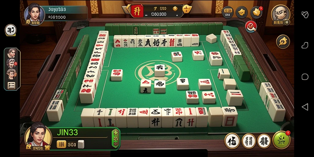 Screenshot gameplay JIN33 yang menunjukkan suasana permainan Mahjong.
