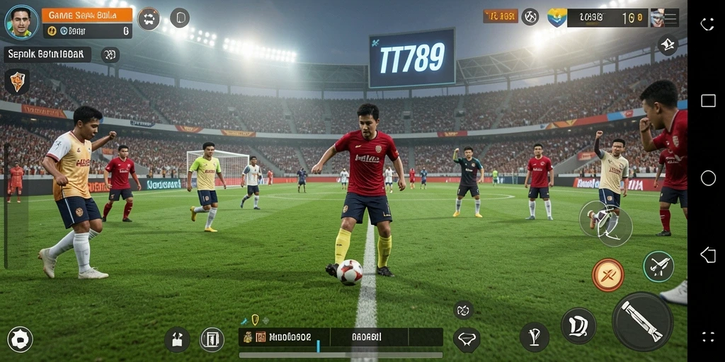 Tampilan gameplay mendebarkan dalam game sepak bola TT789.
