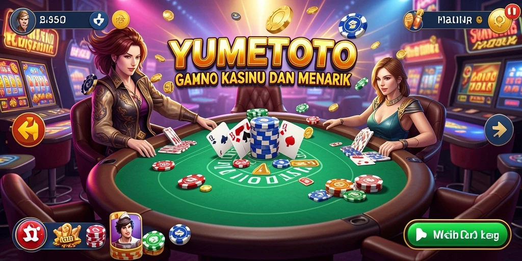 Screenshot gameplay YUMETOTO menunjukkan suasana permainan Kasino yang menegangkan.